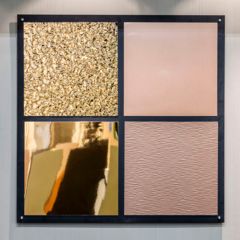 Muster für bronzene und goldene, metallische HPL Oberflächen in der Möbelbranche